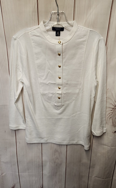 Chaps Women's Size M White 3/4 Sleeve Top