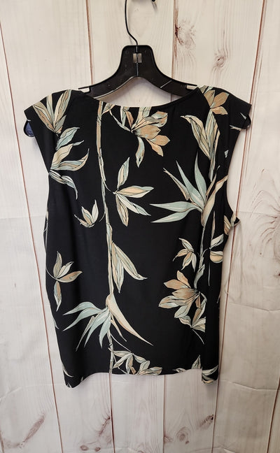 Kasper Women's Size XL Black Floral Short Sleeve Top
