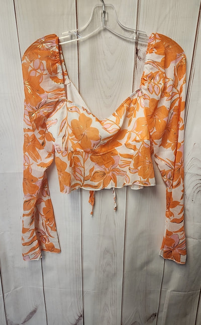 NWT Beginning Boutique Women's Size 8 White Floral Long Sleeve Top