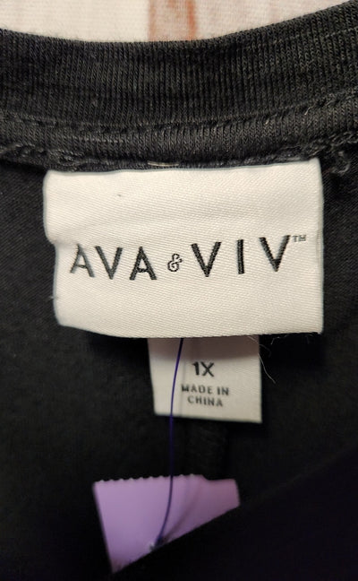 Ava & Viv Women's Size 1X Black Short Sleeve Top
