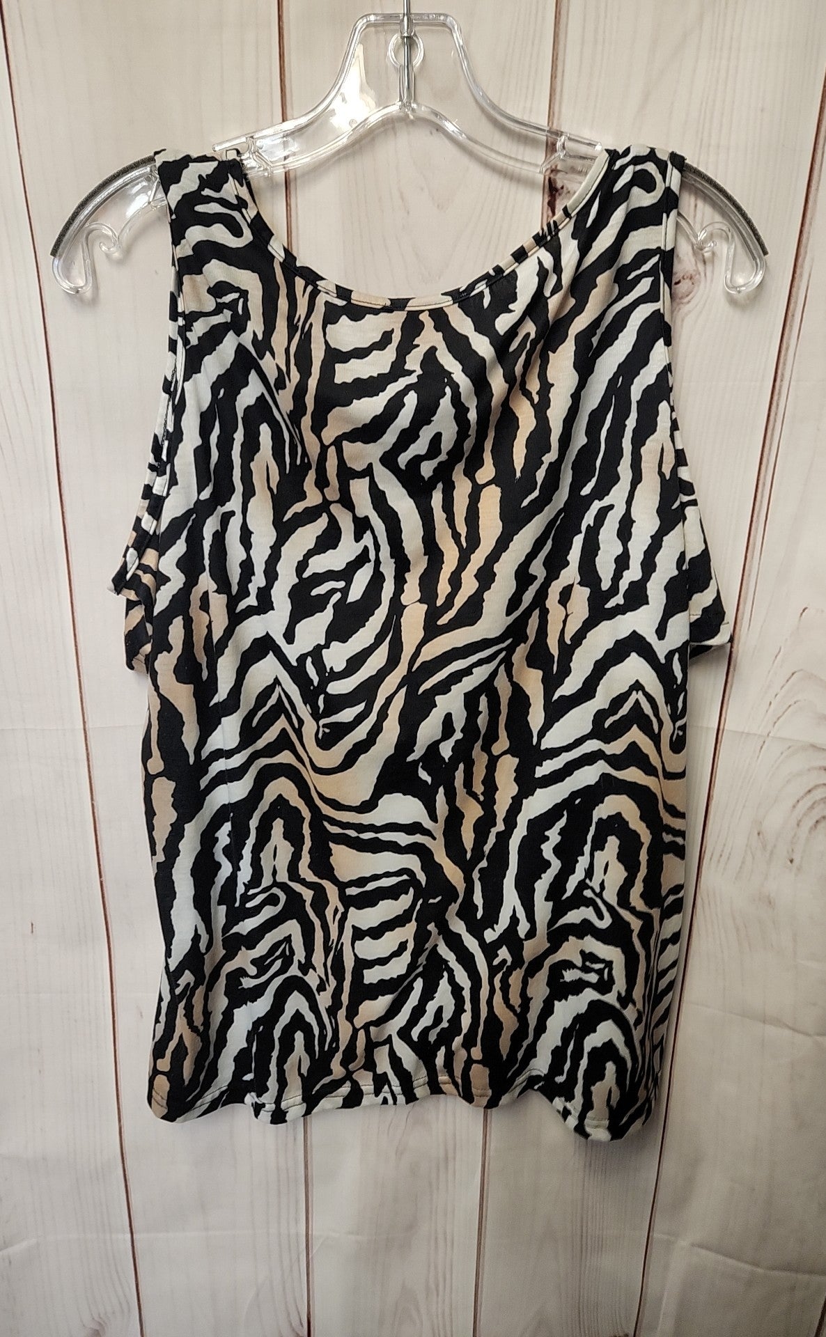 Coeur de Vague Women's Size XL Beige Animal Print Cold Shoulder Top