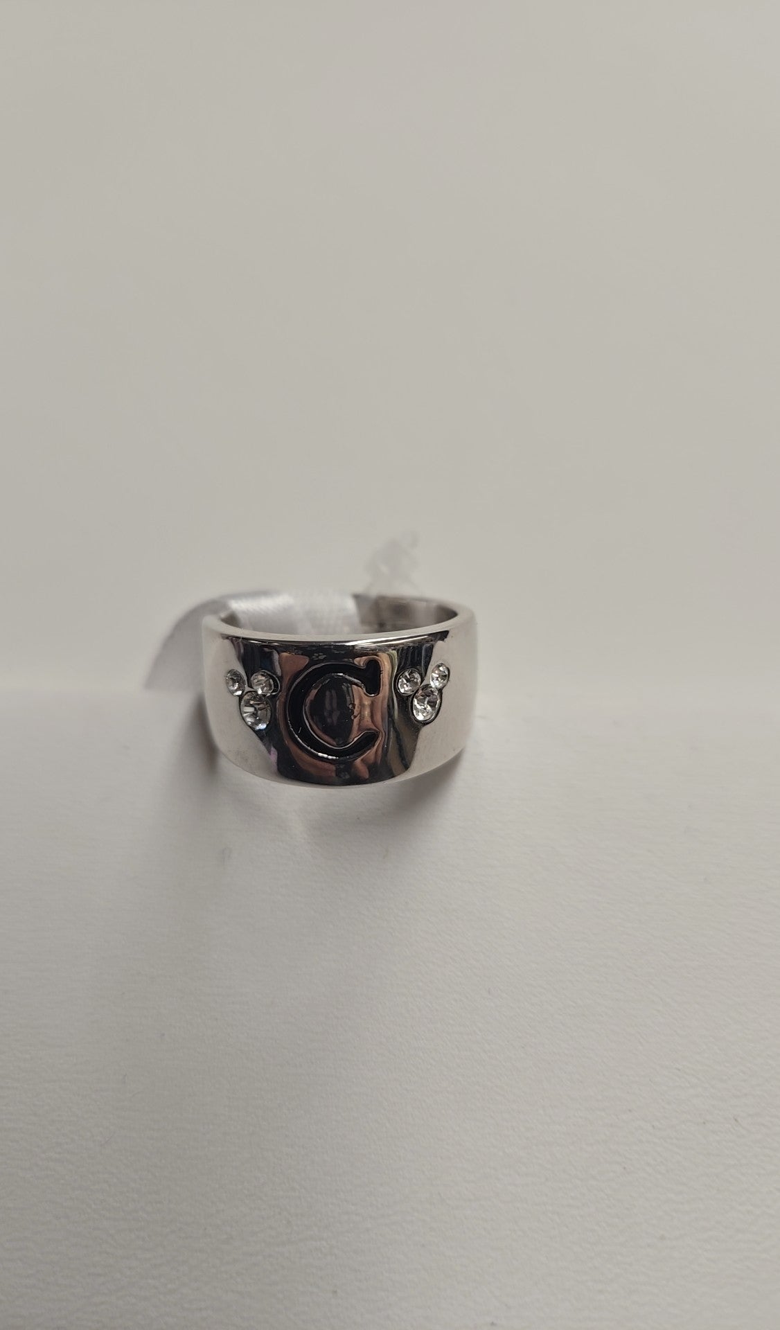 Disney Ring Size 8 Silver cz Mickey Mouse Ears Letter "C"  Ring