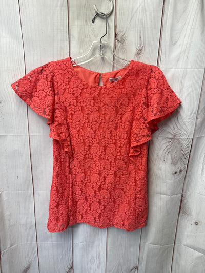 Merona Women's Size S Pink Lace Floral Short Sleeve Top