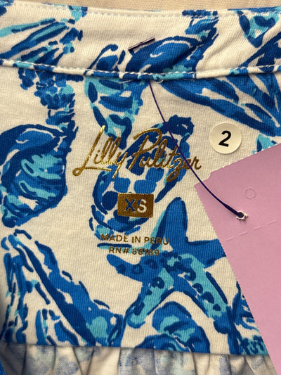 Lilly Pulitzer Women's Size XS White & Blue Dress Jilly Seashell