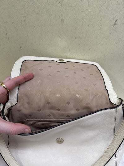 Kate Spade Jackson White Leather Medium Shoulder Purse Bag AS IS - Stains Inside