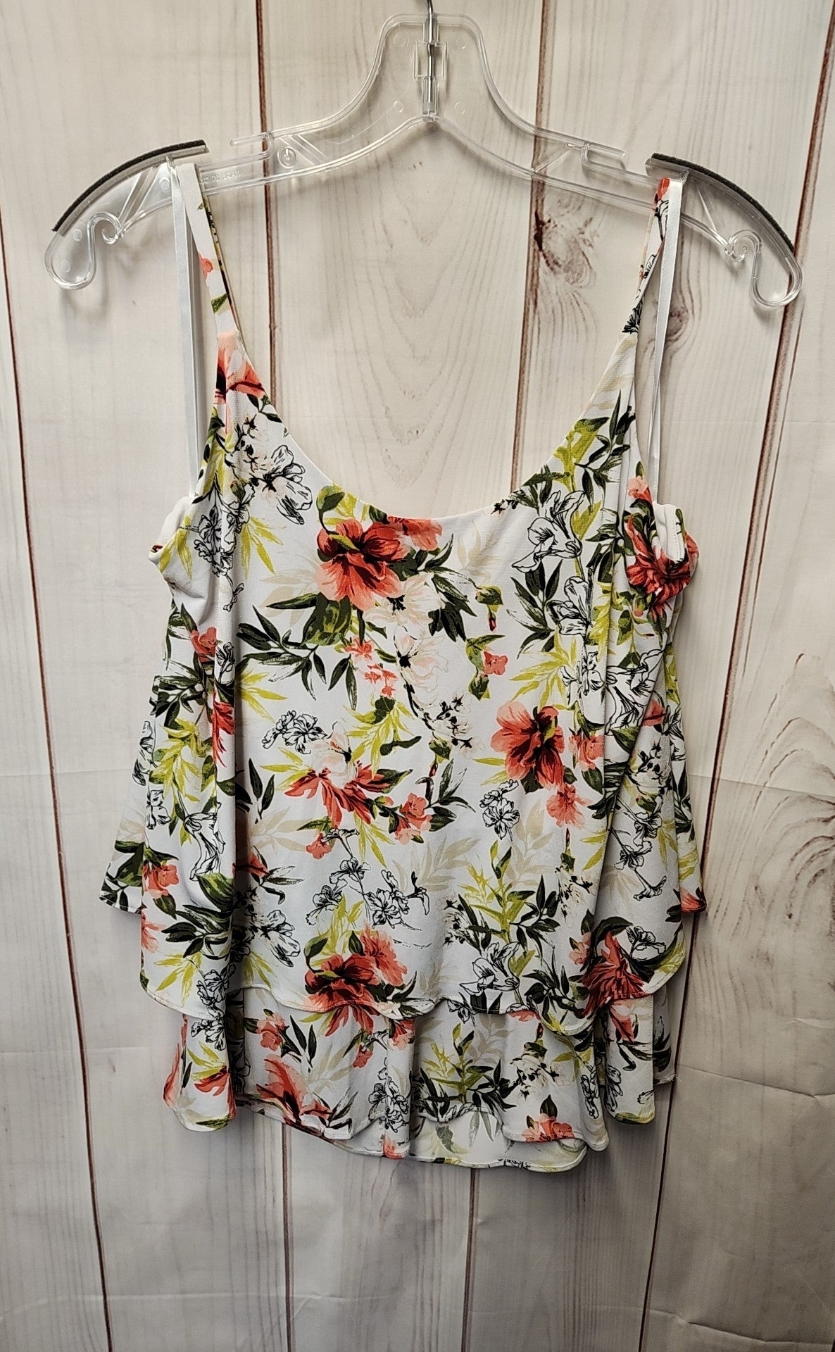 White House Black Market Women's Size M White Floral Sleeveless Top