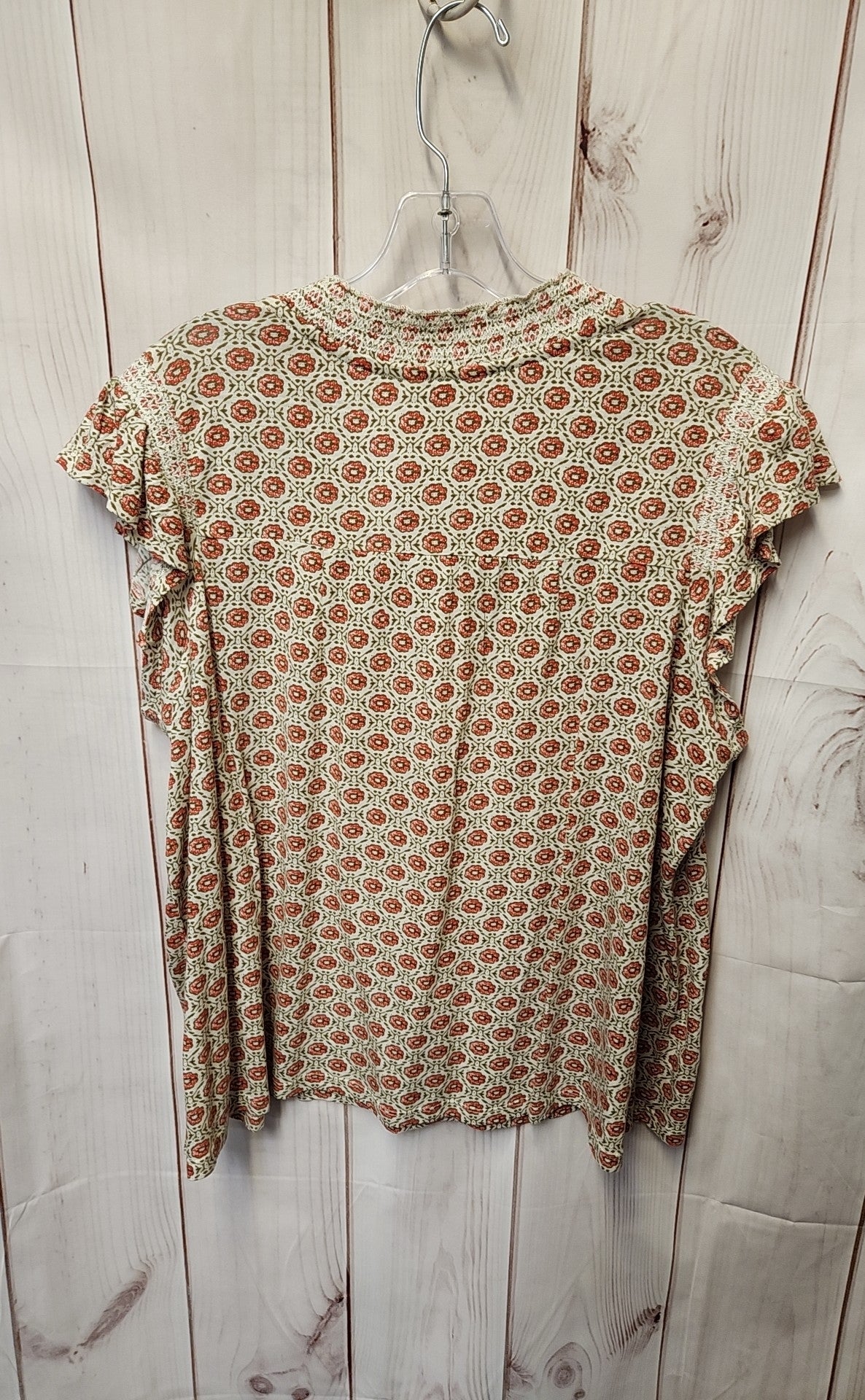 Lucky Brand Women's Size XL Beige Floral Short Sleeve Top