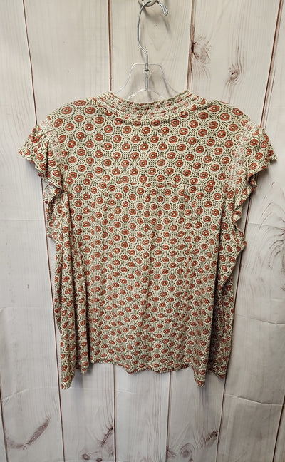 Lucky Brand Women's Size XL Beige Floral Short Sleeve Top