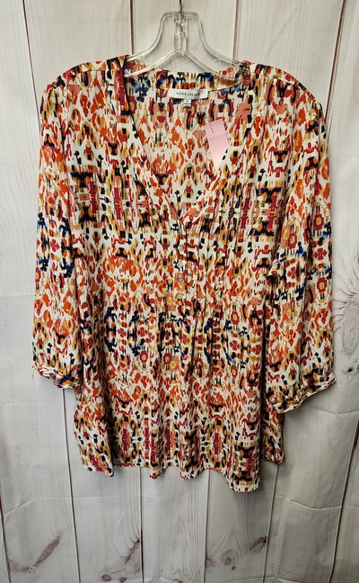 Rose & Olive Women's Size 1X Orange 3/4 Sleeve Top