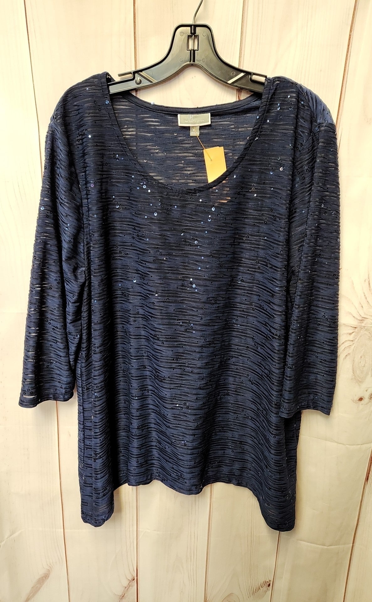 JM Collection Women's Size XL Navy 3/4 Sleeve Top