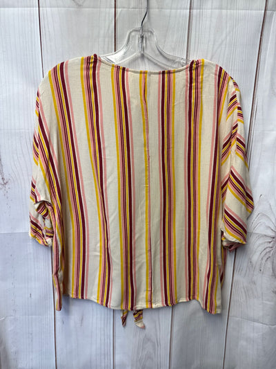 LUQ Women's Size L Yellow Short Sleeve Top