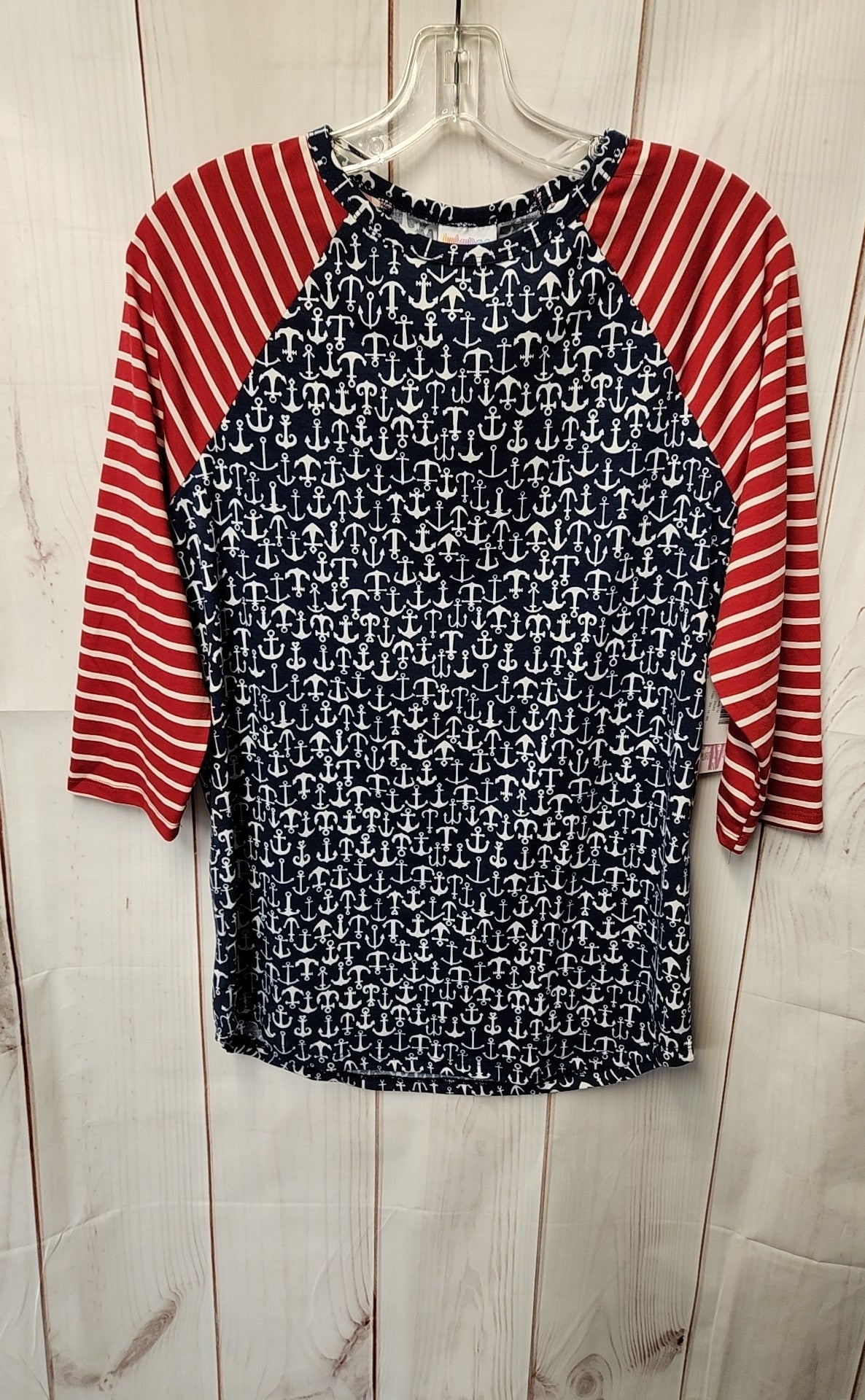 NWT Lularoe Women's Size M Red & Blue 3/4 Sleeve Top