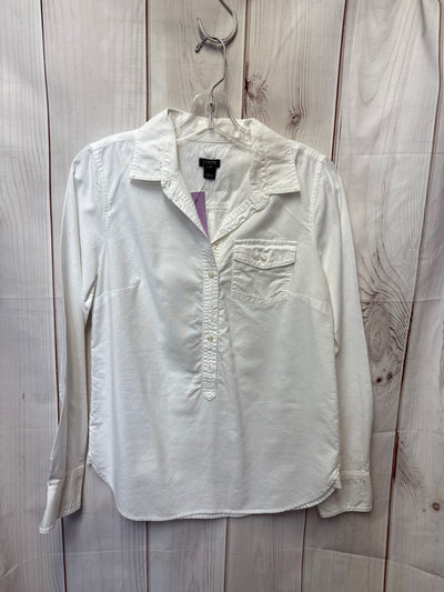 J Crew Women's Size XS White Long Sleeve Top