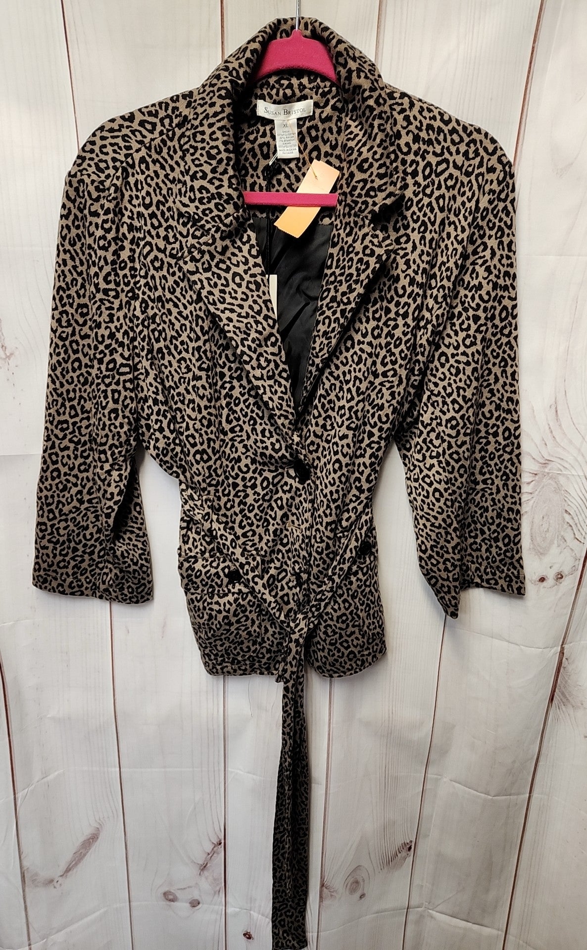 Susan Bristol Women's Size XL Brown Animal Print Cardigan