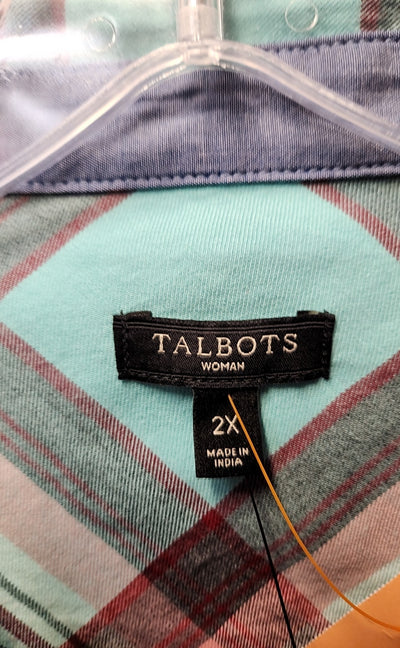 NWT Talbots Women's Size 2X Blue Long Sleeve Top