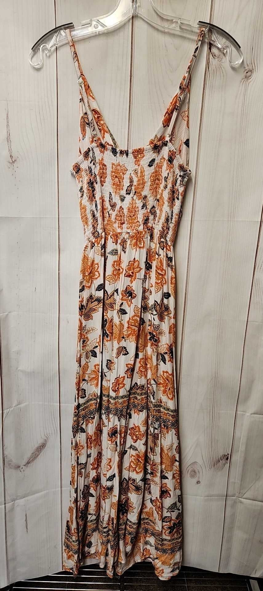 Angie Women's Size L White & Orange Floral Dress