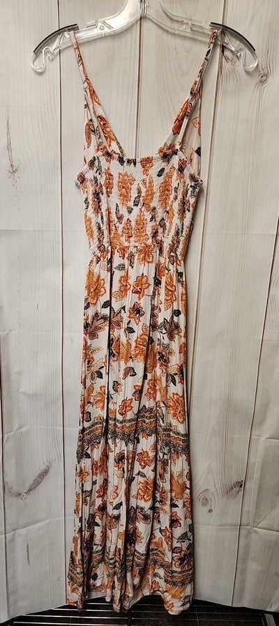 Angie Women's Size L White & Orange Floral Dress