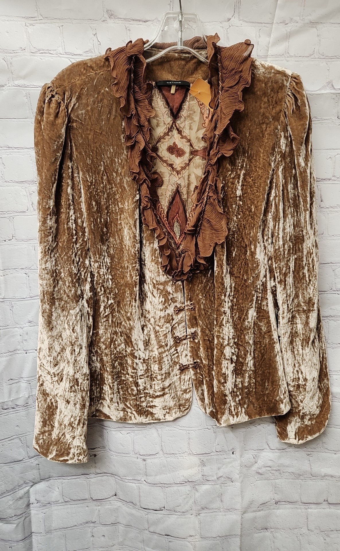 Elie Tahari Women's Size L Brown Velour Cardigan