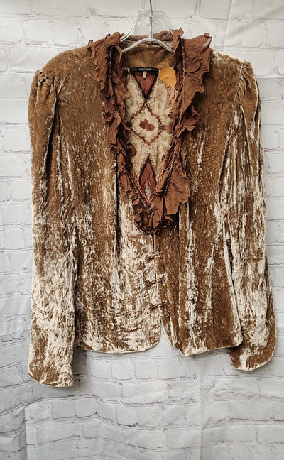 Elie Tahari Women's Size L Brown Velour Cardigan