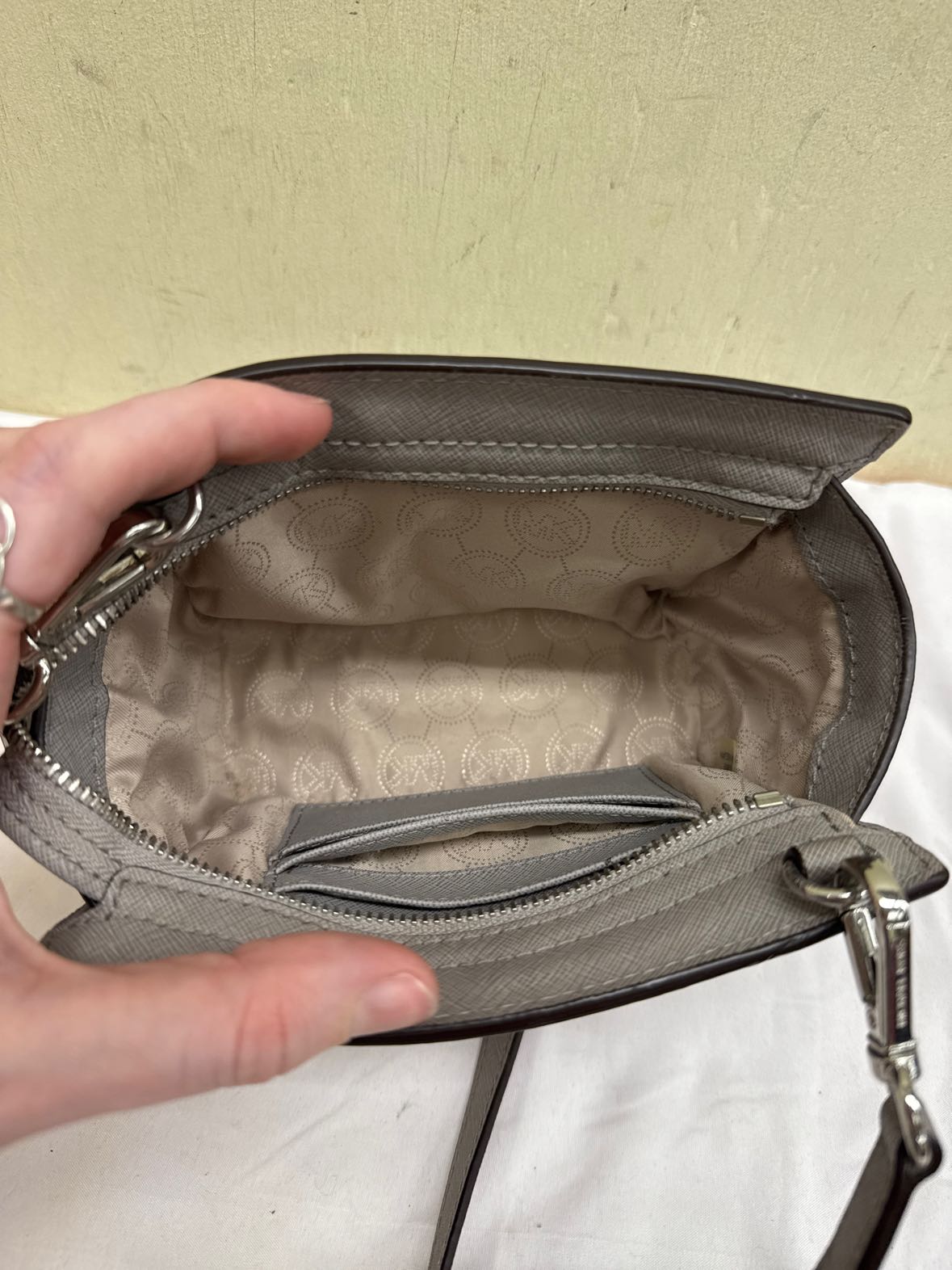 Michael Kors Gray Leather Purse Bag