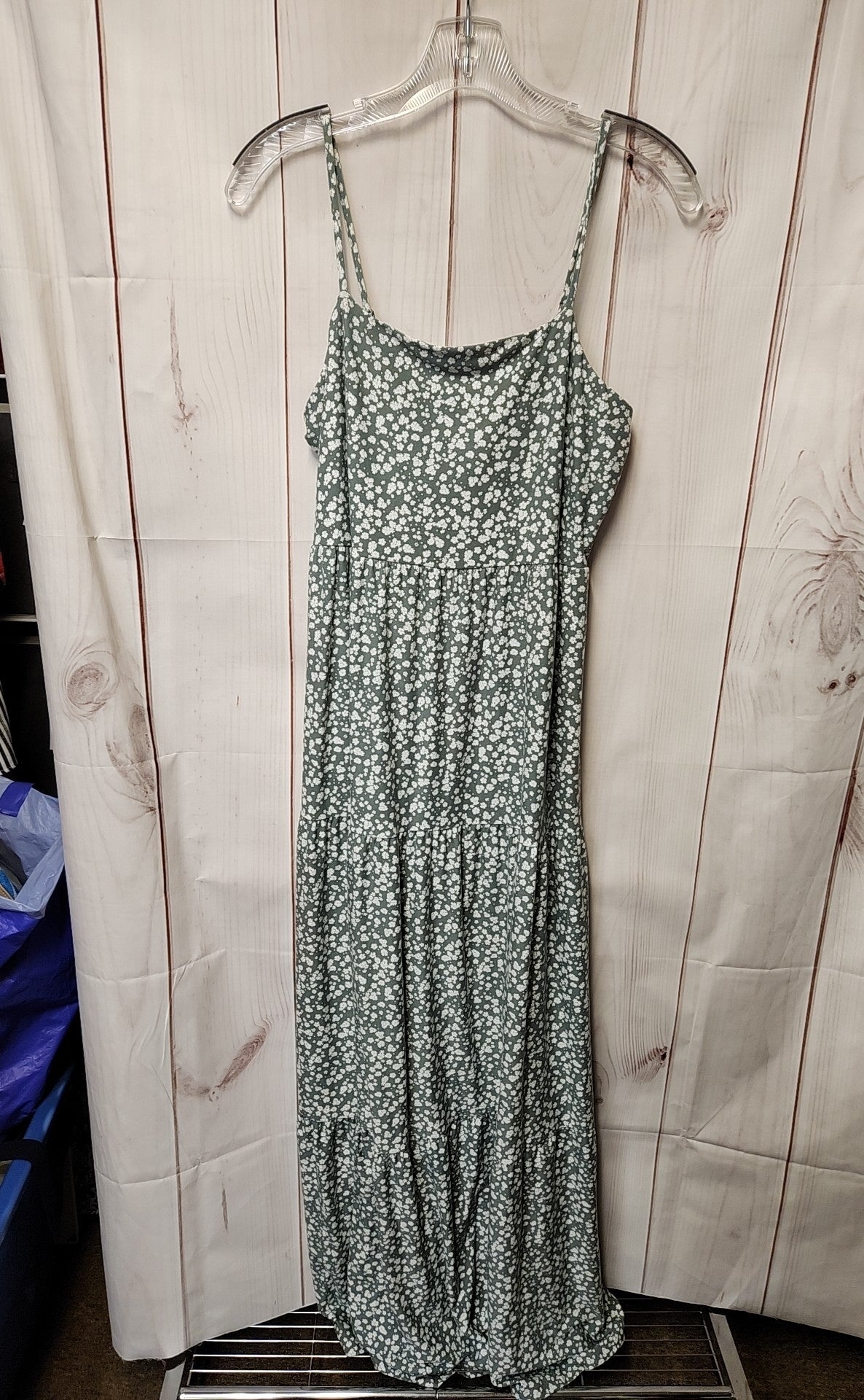 So Women's Size L Green Floral Dress