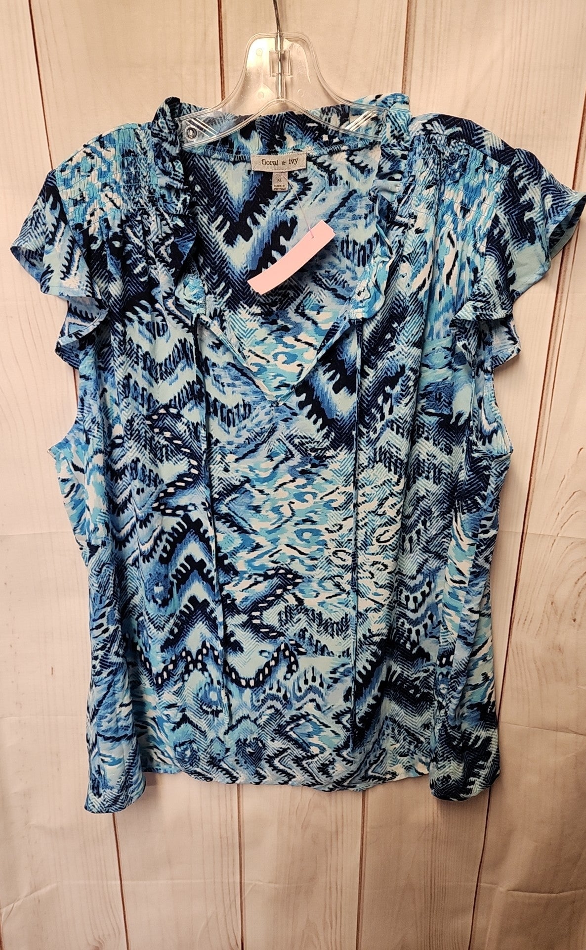 Floral & Ivy Women's Size XL Blue Short Sleeve Top