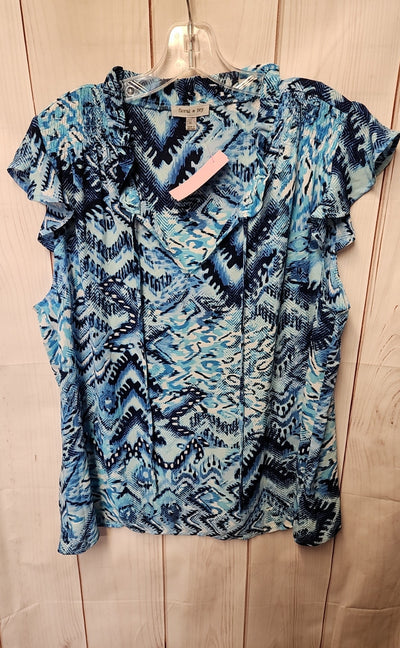 Floral & Ivy Women's Size XL Blue Short Sleeve Top