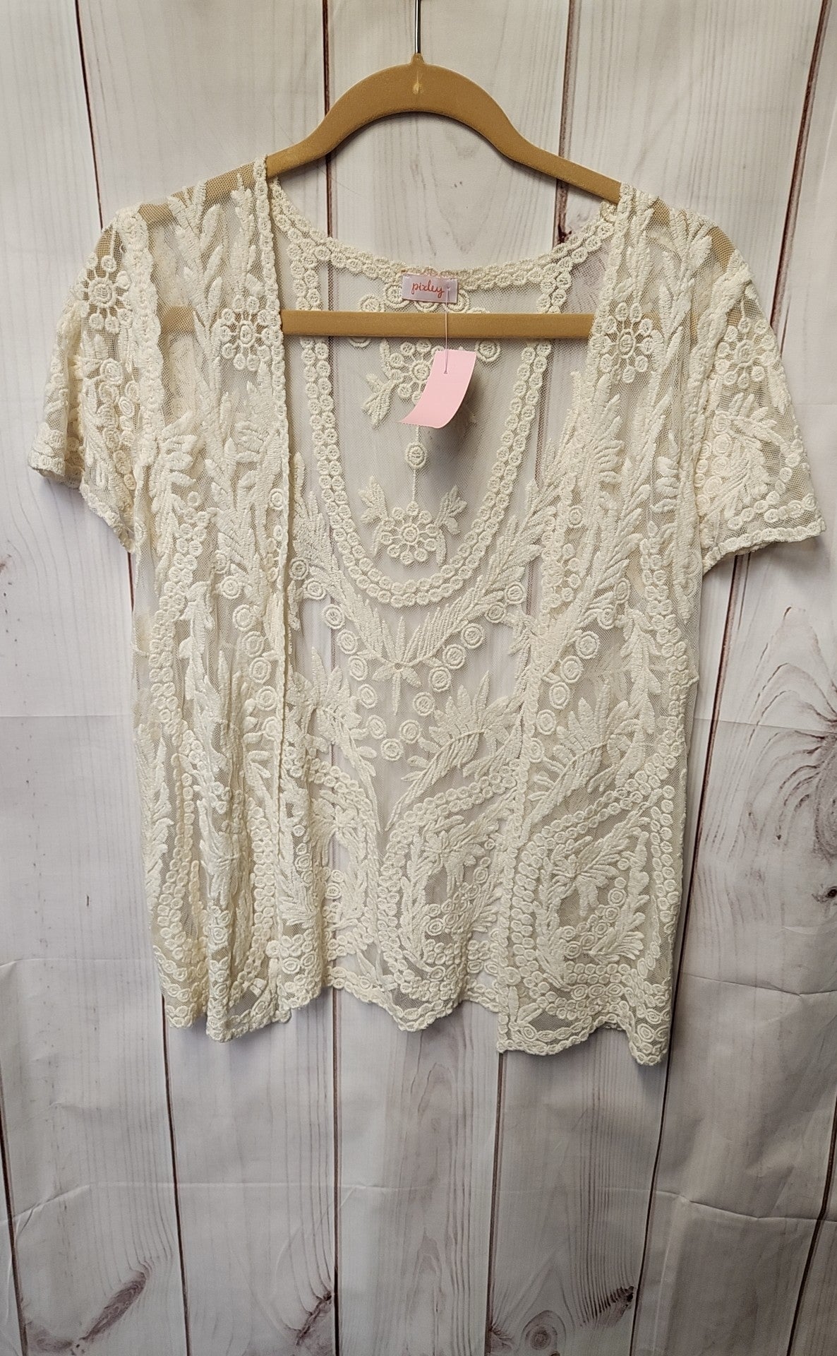 Pixley Women's Size S Cream Lace Floral Cardigan