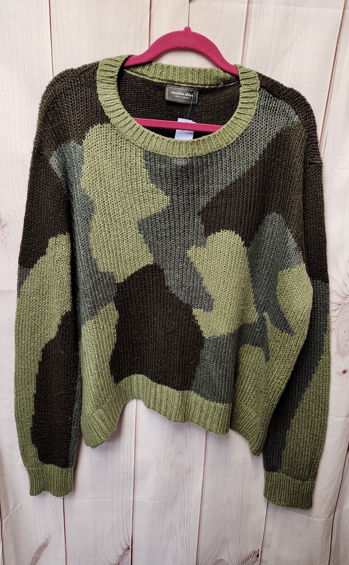 Wooden Ships Women's Size M/L Green Camo Sweater