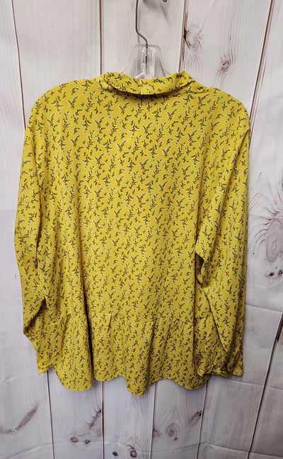 Loft Women's Size 16 Yellow Floral Long Sleeve Top
