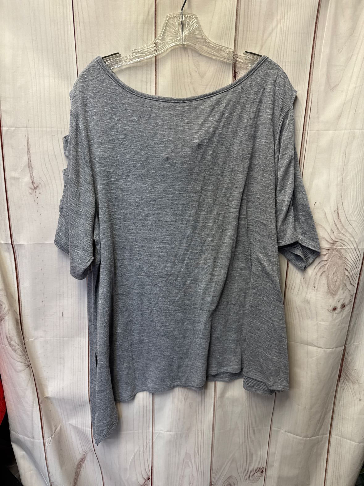 AGB Women's Size 3X Gray Cold Shoulder Top