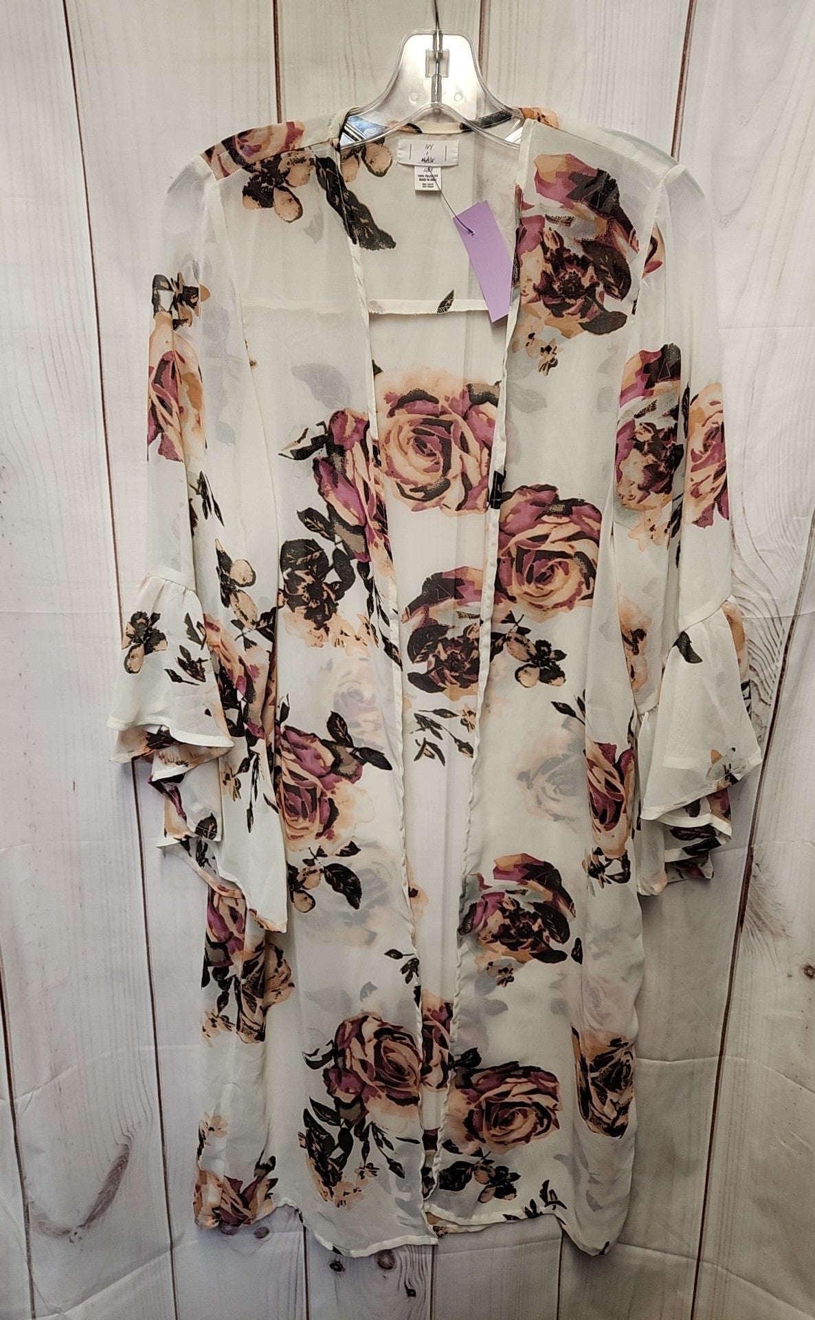 Ivy & Main Women's Size Small/Medium White Floral Cardigan