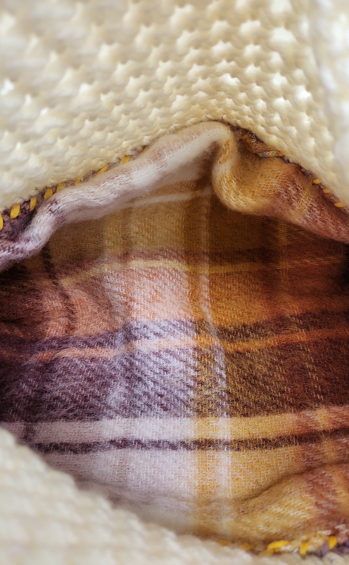 Handmade Crochet Rainbow Flannel Lined Purse Bag