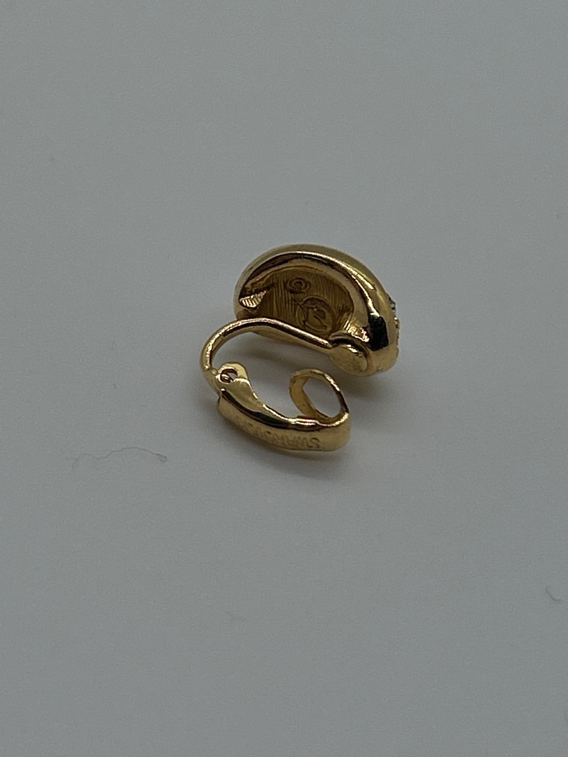 Swarovski Gold Crystal Clip Swan Earrings
