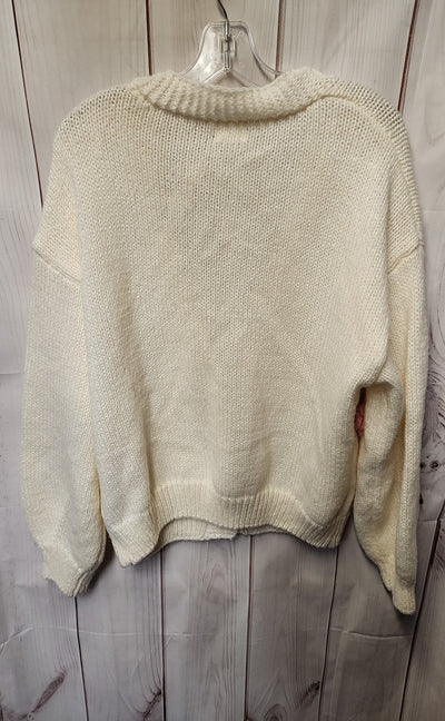 Luna Ivy Women's Size L White Floral Cardigan