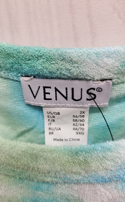 Venus Women's Size 2X Turquoise 3/4 Sleeve Top
