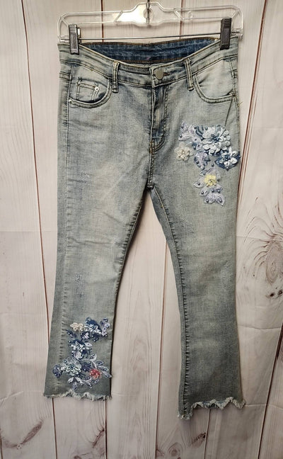 Girl's Size 16 Blue Floral Jeans