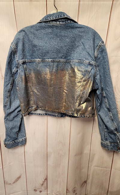 Zara Women's Size XL Blue Metallic Jacket