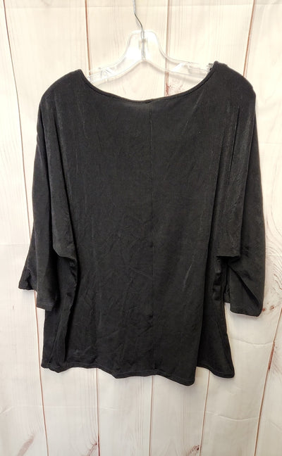 Chico's Travelers Women's Size 3 = US XL Black 3/4 Sleeve Top