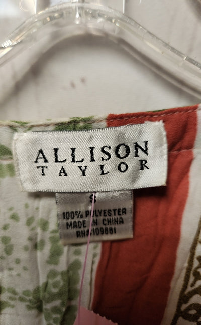 Allison Taylor Women's Size S Pink & Green Floral Short Sleeve Top