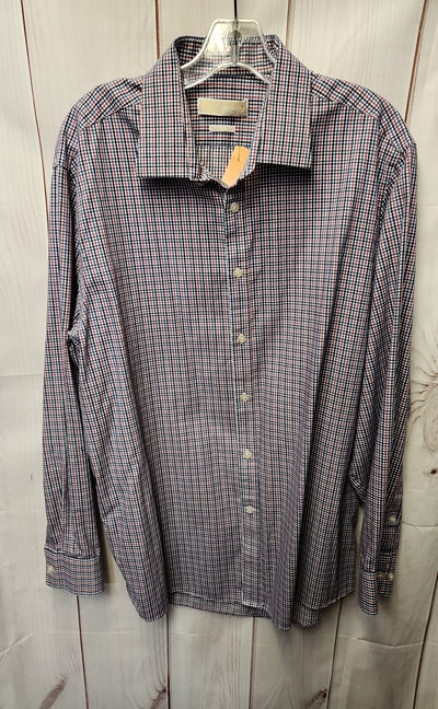 Michael Kors Men's Size XL Navy & Pink Shirt