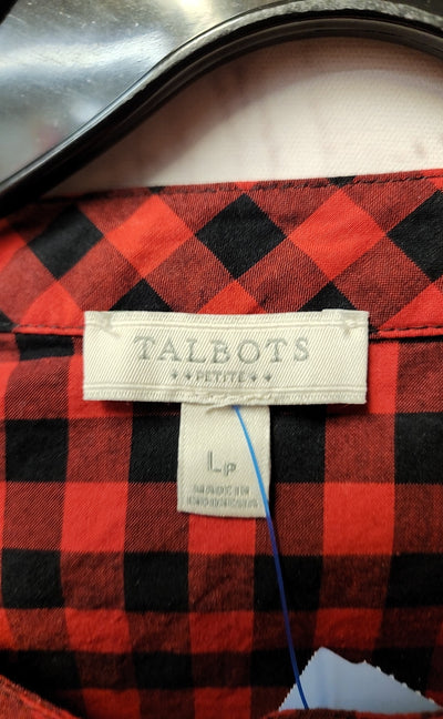 Talbots Women's Size L Petite Red & Black Long Sleeve Top