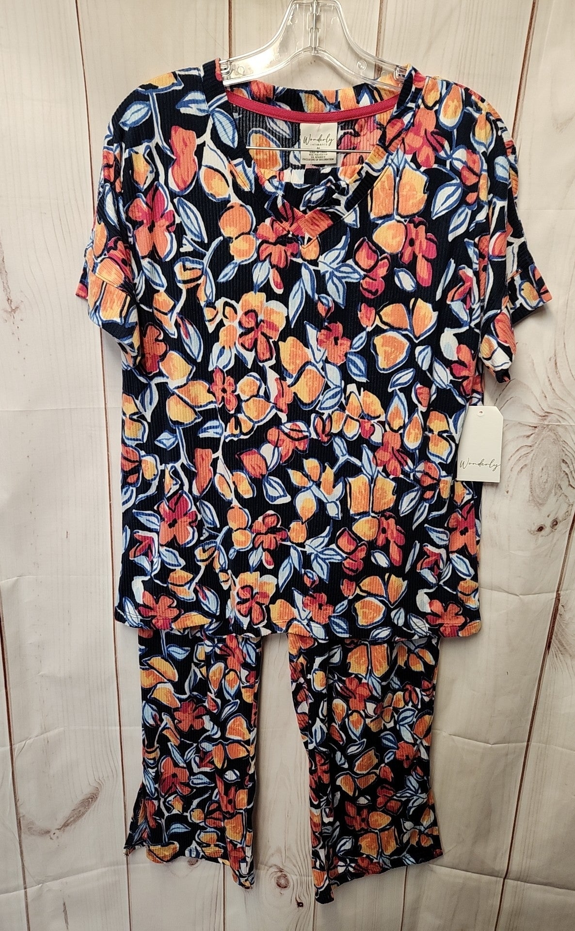 NWT Wonderly Intimates Women's Size M Navy & Pink Floral Pajamas