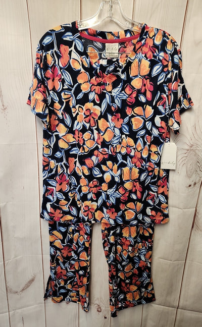 NWT Wonderly Intimates Women's Size M Navy & Pink Floral Pajamas