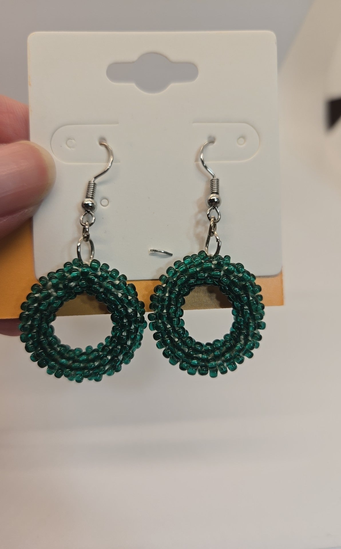 Green Beaded Earrings