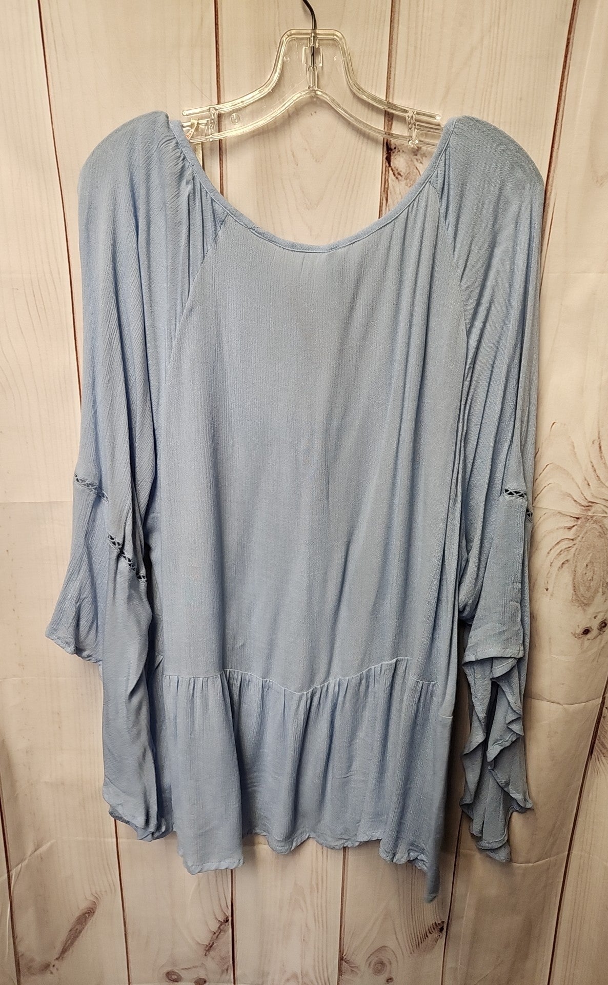 True Destiny Women's Size 3X Light Blue 3/4 Sleeve Top