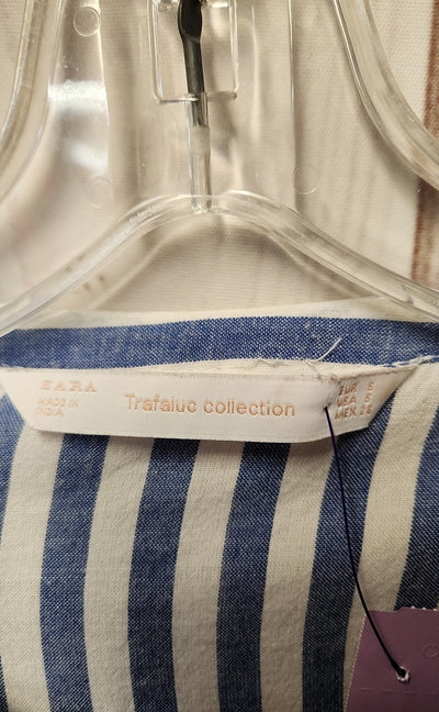 Zara Women's Size S White & Blue Dress