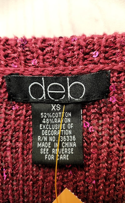 Deb Women's Size XS Pink Sequined Sweater