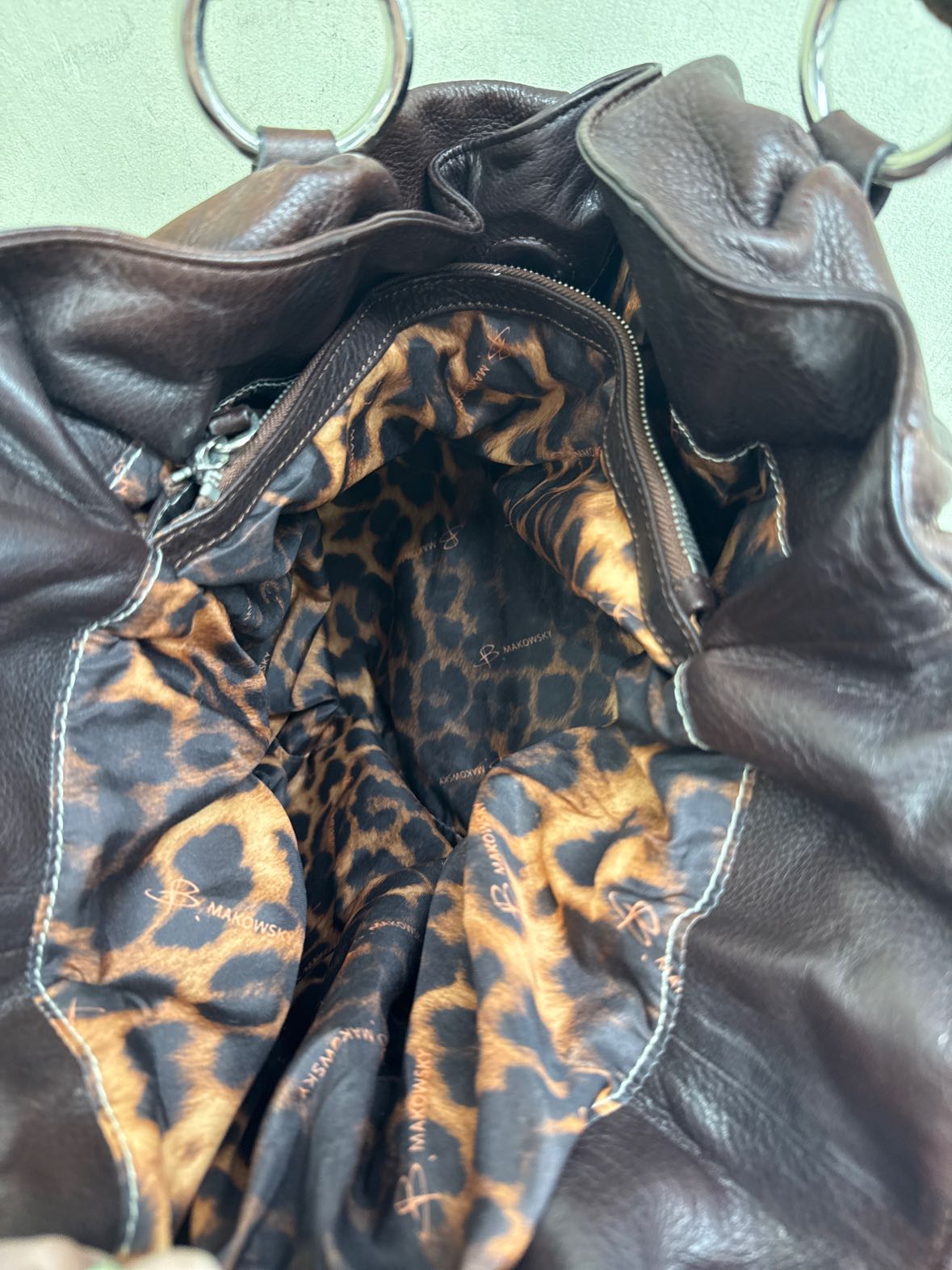 B Makowsky Brown Leather Purse Bag