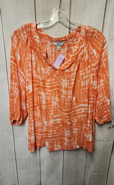 Croft & Barrow Women's Size L Orange 3/4 Sleeve Top